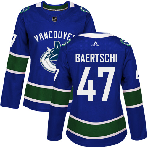 Adidas Vancouve Canucks #47 Sven Baertschi Blue Home Authentic Women Stitched NHL Jersey->women nhl jersey->Women Jersey